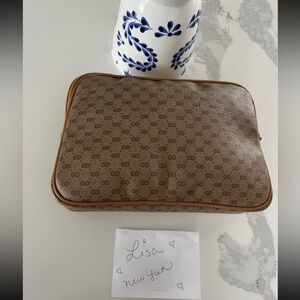 Vintage Gucci Brown GG Patterned Pouch